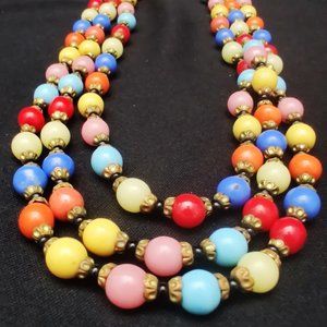 Harlequin Art Deco Czech Bead Necklace Flapper 52"